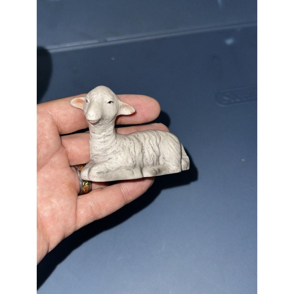 Vintage Ceramic Christmas Nativity Replacement Sheep Lamb  3” Homco 5216 EUC